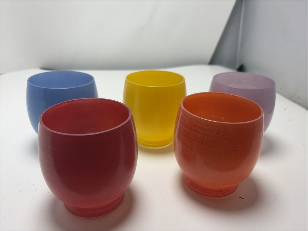 Vintage Murano Colorful Tumblers Set of 5 Blue Orange Red yellow Purple